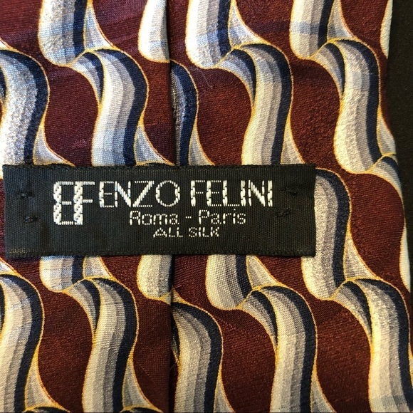 Vintage Enzo Felini 100% Handmade in Italy Silk Tie. Swirl Pattern.‎ EUC. - Picture 7 of 7